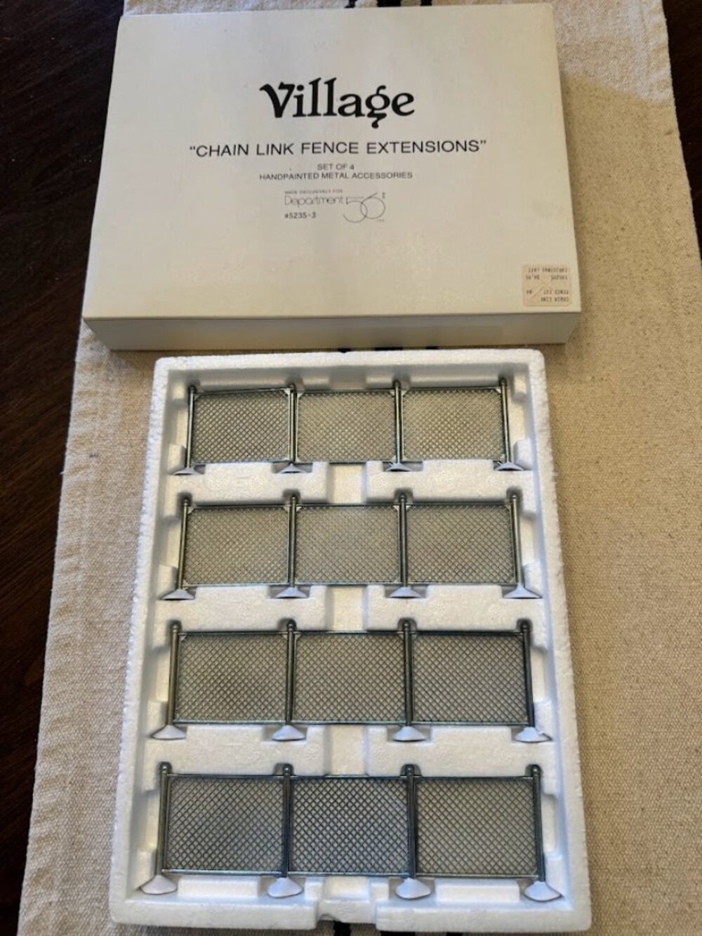 Dept 56 Village Accessory Chain Link Fence Extensions Set of 4 #52353